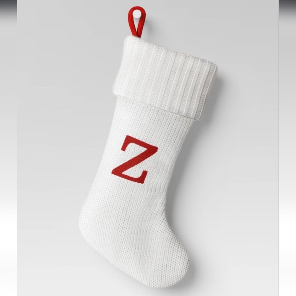 Knit Monogram Christmas Stocking White Z - Wondershop